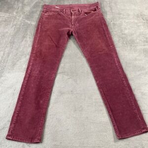 Levis 511 Corduroy Pants Mens 34x32 Burgundy Slim Fit Maroon Stretch Cords